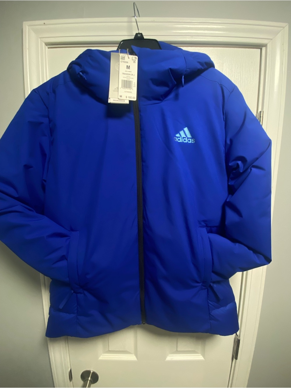 adidas Men's Medium Hooded Puffer Jacket Blue